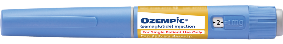 Pluma de Ozempic de 2 mg con etiqueta amarilla